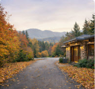 Clear driveway and entry to a mountain home during a fall home watch visit